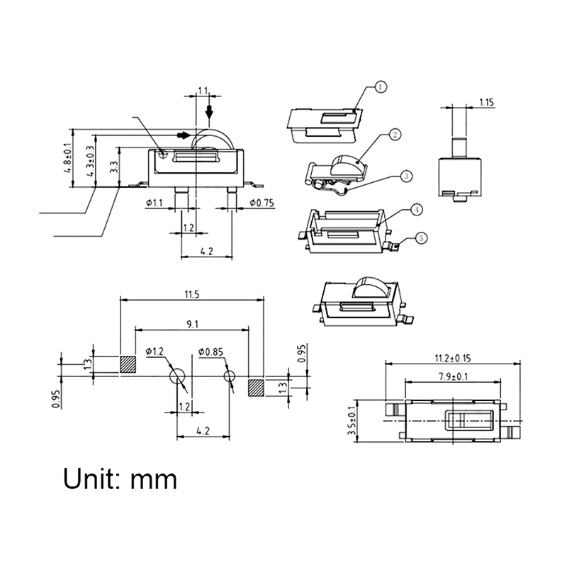 

10Pcs High Life 2Pin Black Inner Spring KFC-W1-03 Round Head Limit Camera Reset Micro Silent Limit Switch