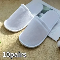 10Pairs of Disposable Closed Slippers Brushed Plush Closed-toe Non Slip Bathroom Slippers For Families,Hotels, SPA ,Travel