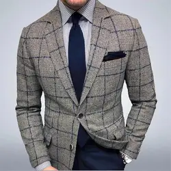 Men's Suit Jacket Spring And Autumn New British Business Mature Gentleman Plaid Casual Plaid Plus-Size Suit