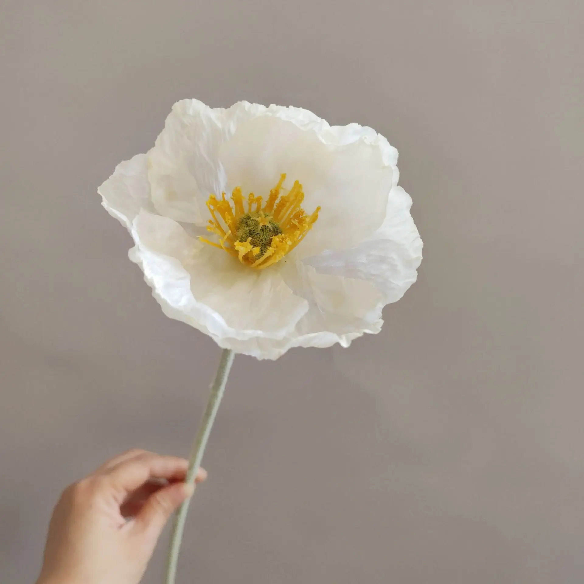 7-teiliges Set Künstliche Mohnblumen aus Flockstoff und Seide für Heimdekoration, Brautstrauß, Hochzeitsdekoration, Partydekoration, Tischdekoration – Detail 3