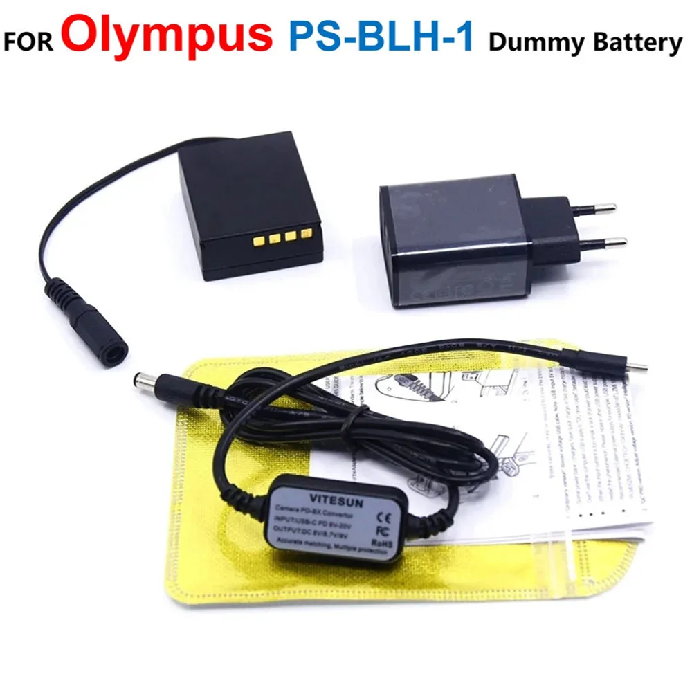 

PS-BLH-1 BLH1 DC Coupler Fake Battery+PD Charger+USB C Power Bank Cable Adapter For Olympus EM1 MARK II EM1-2 EM1 Mark 2 Camera