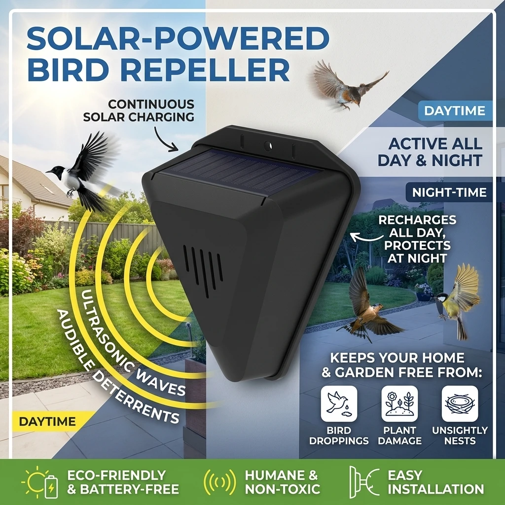 Solar Timer Bird Repeller With 13 Sound Waterproof Bird Repellent Alarm Outdoor Crop Orchard Protection Animal Deterrents
