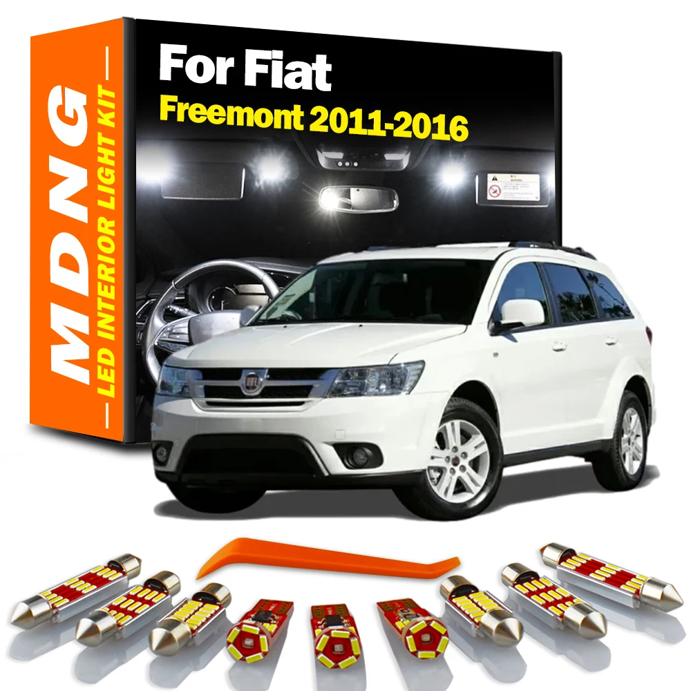 MDNG 12Pcs For Fiat Freemont 2011 2012 2013 2014 2015 2016 LED Interior Trunk Dome Map Plate Light Kit Car Lamp Canbus No Error