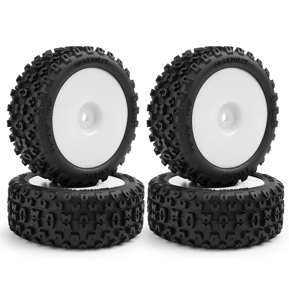TRINOOD 4Pcs Plastic Wheels Rims with Rubber Tires for A-rrma 1/18 Typhon GROM RC Car Upgrade Parts
