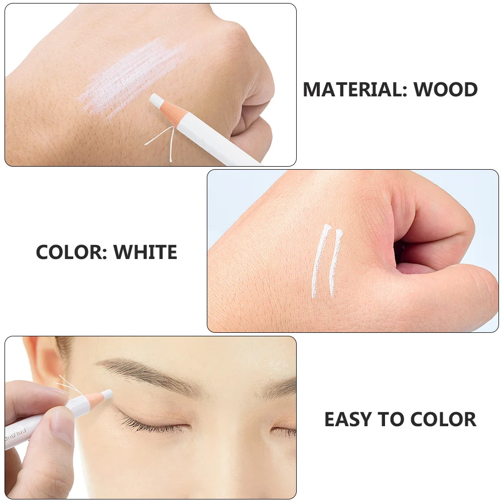 

2pcs Waterproof Eyebrow Pens White Long-Lasting Wood-Wrapped Refills Easy Enlarging Silky Smooth Makeup Pencil