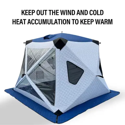 Tente de Camping en plein air d'hiver, pêche sur glace, Portable, épais, coupe-vent et résistant au froid, équipement de pêche avec fenêtre pour l'extérieur