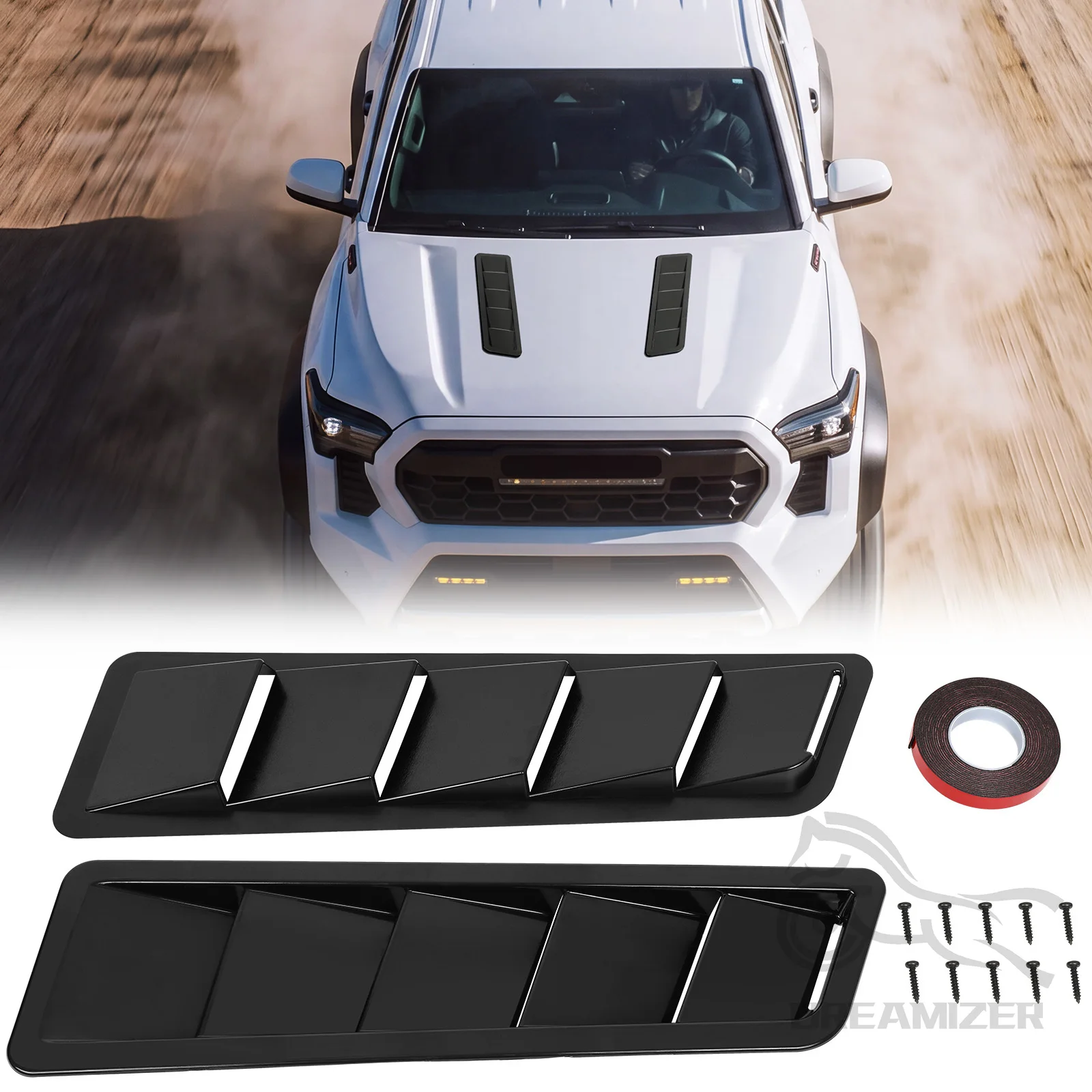 2PCS Universal Hood Scoop Vents for Trucks Automotive Hood Louvers For Dodge Ram 1500 2500 F150 F250 Toyota Tundra GMC Sierra