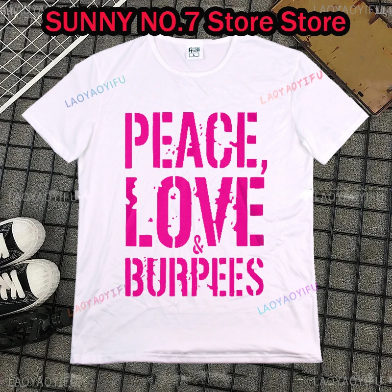 T shirt women Peace Love Burpee T Shirt Funny Burpee Time  Crossfit Workout  Clothing  shirts for women