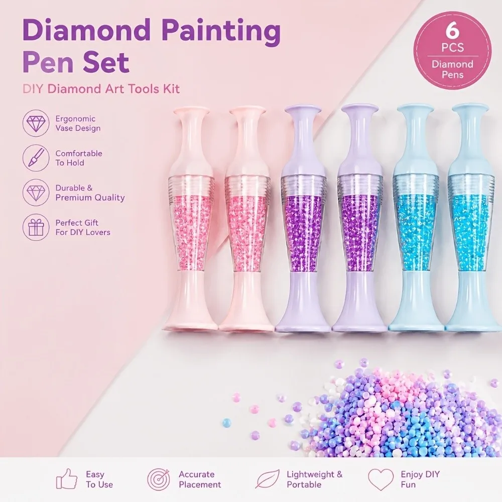 2pcs Multi-Color Diamond Painting Bead Dispenser Universal Ergonomic Automatic Diamond Painting Pen Precision Portable