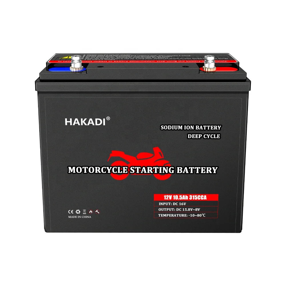 HAKADI Sodium ION Battery Pack 12v 10A Motor Starting Power 315CCA  20C 200A Current Built in Balancer Customize logo NA+