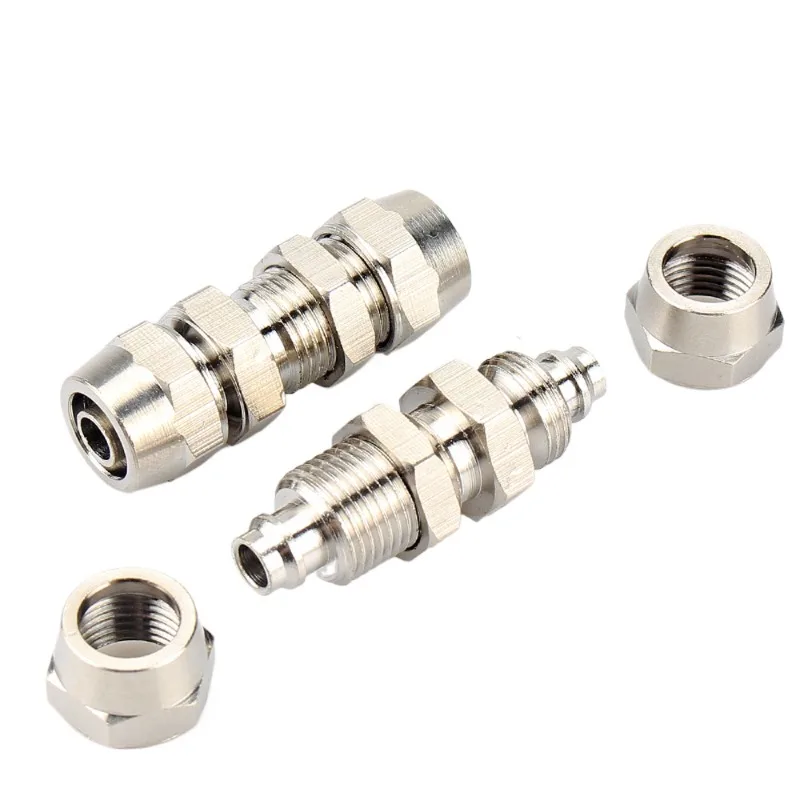 Twist Fit 4/6/8/10/12/14/16mm OD SMC Lock Female Type Bulkhead Copper nickel plating Push In Connector Quick Release Air Fitting