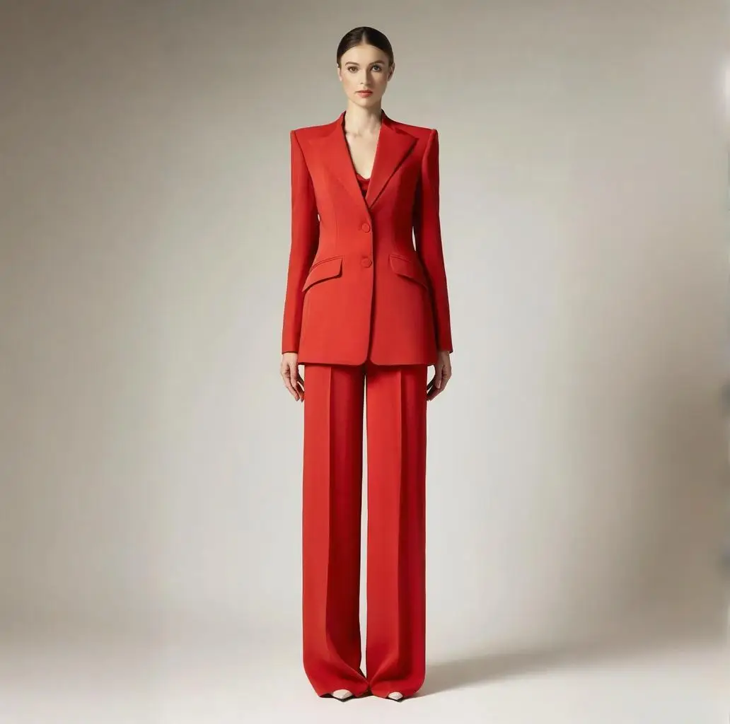 

Women's 2 Piece Set Outfits 2 Button Suit Blazer Straight Pants Business Casual Elegant Blazer Pantsuit Customize