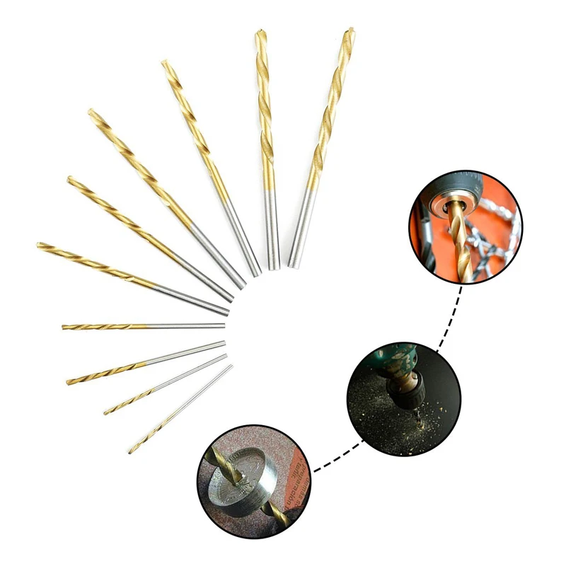 50 Pcs HSS High Speed Steel Drill Bit Titanium Plated Wood Drilling Drill Bit Quality Power Tools 1/1.5/2/2.5/3mm