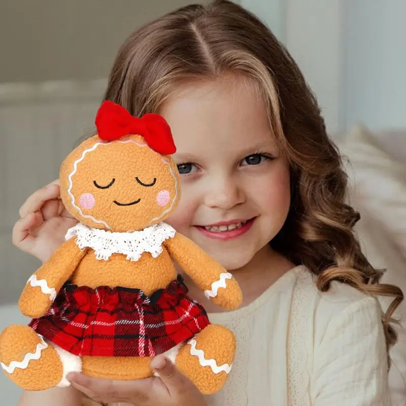 Christmas Gingerbread Man Plush Toys Gingerbread Gingy Plush Toys Sitting Gingerbread Shaped Plush With Plaid Clothes