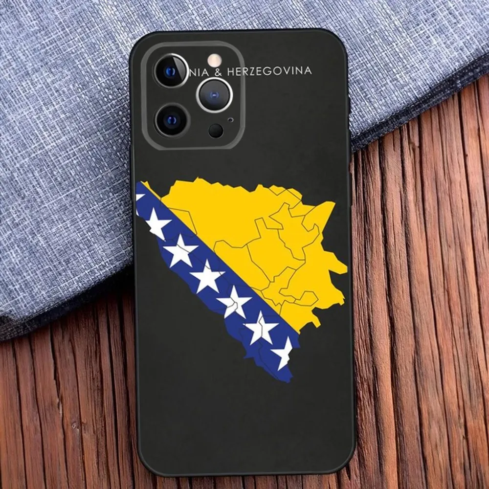 Bosna i Hercegovina Heart Phone Case For iPhone 16,15,14,13,12,11,Pro,X,XS,Max,XR,Plus,Mini Soft Black Cover