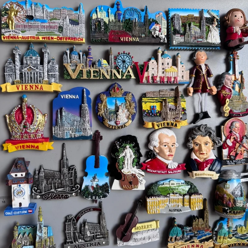Vienna Austria Magnetic Fridge Sticker Violin Mozart Graz Salzburg Kaprun Schonbrunn Tourist Souvenirs Refrigerator Magnets