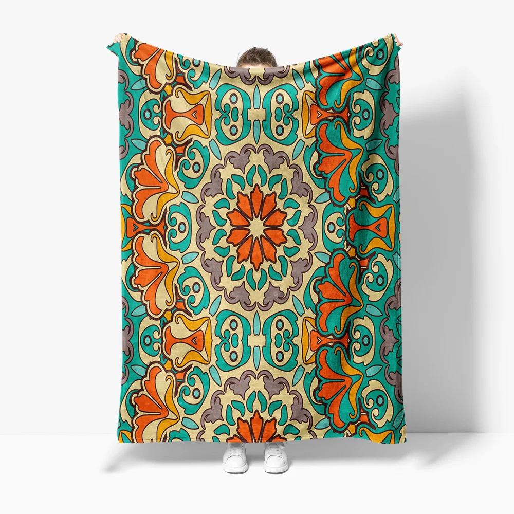 

Bohemian Paisley Tribal Pattern Blanket Throw Sofa Bed Cover Decorative Throw Blanket for Home Living Room Bedroom