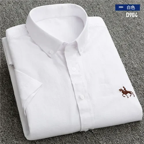 2026 Short Sleeve 100% Cotton Oxford Soft Comfortable Regular Fit Plus Size Quality Summer Business Men Casual Shirts