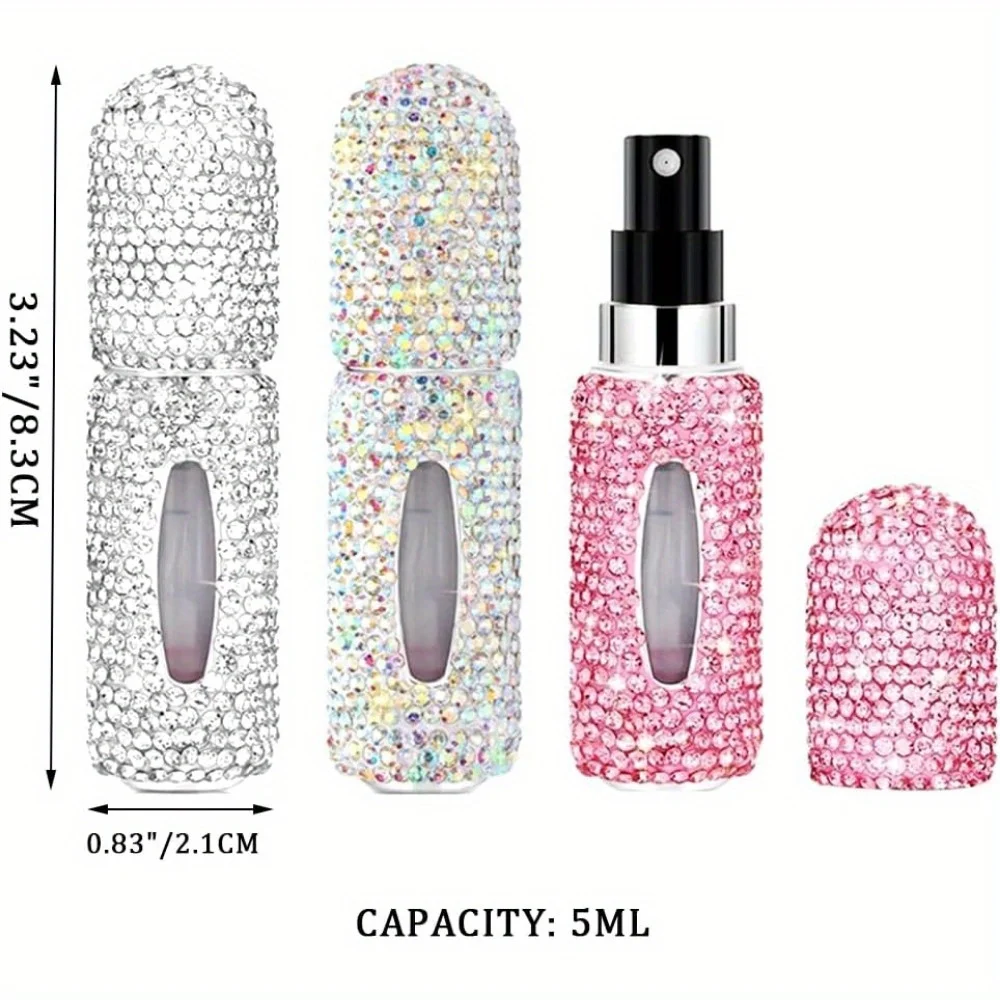 

Bling Spray Bottle Rhinestone Perfume Travel Refillable Perfume Atomizer Bottle 5ml Portable Mini Perfume Spray Dispensers Gift