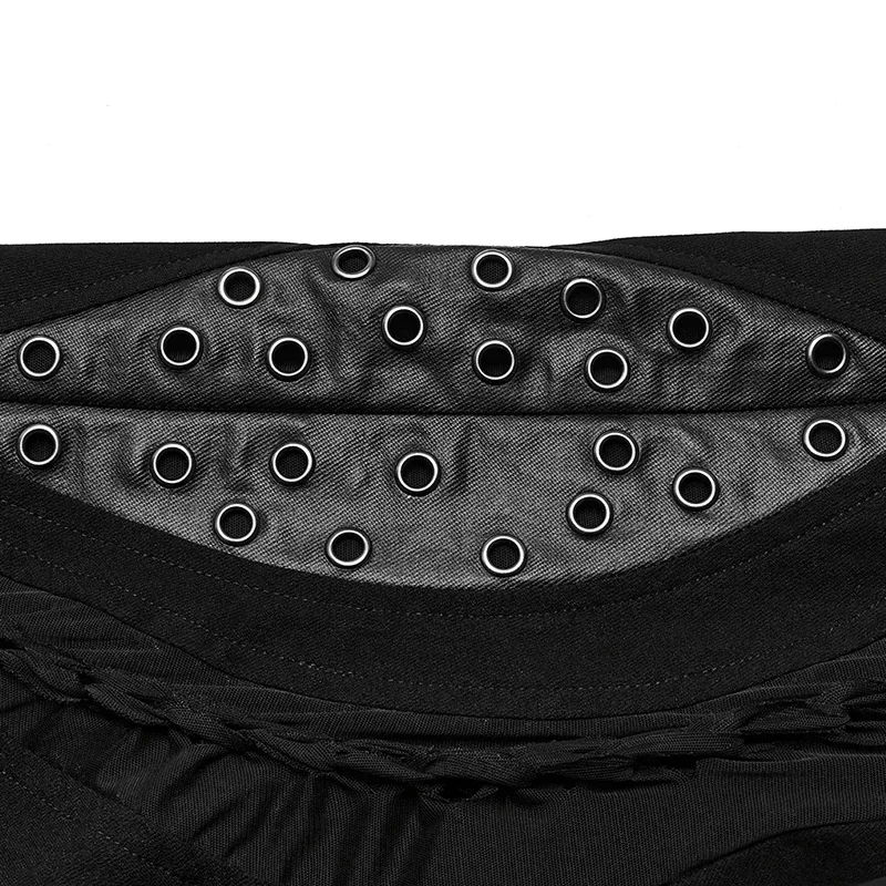 PUNK RAVE Women\'s Punk Irregular Corns Burnt Pattern Hollow  Trousers Personalized Slim Sexy Black Pants Women Clothing