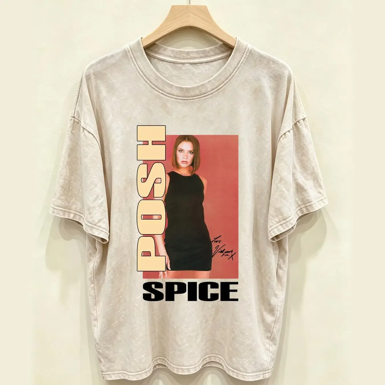washed T Shirt Signed Posh Spice Girl White S 5XL EE036 long or short sleeves vintage Washed fashion Stretched