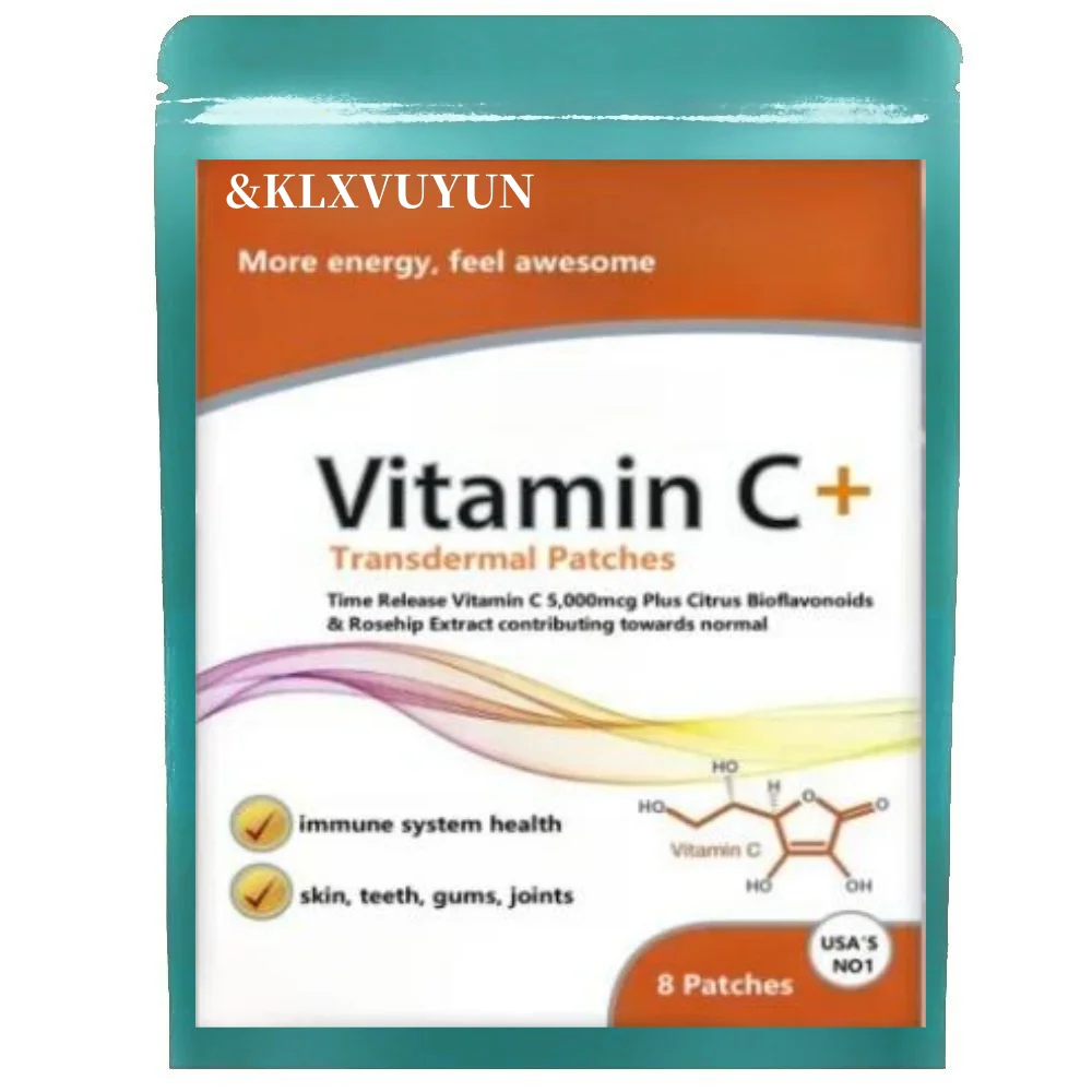 Vitamina C + 5.000mcg-con Rosa y bioflavonoides-8 parches transdérmicos. Parches hechos en EE. UU. 8 semanas de suministro