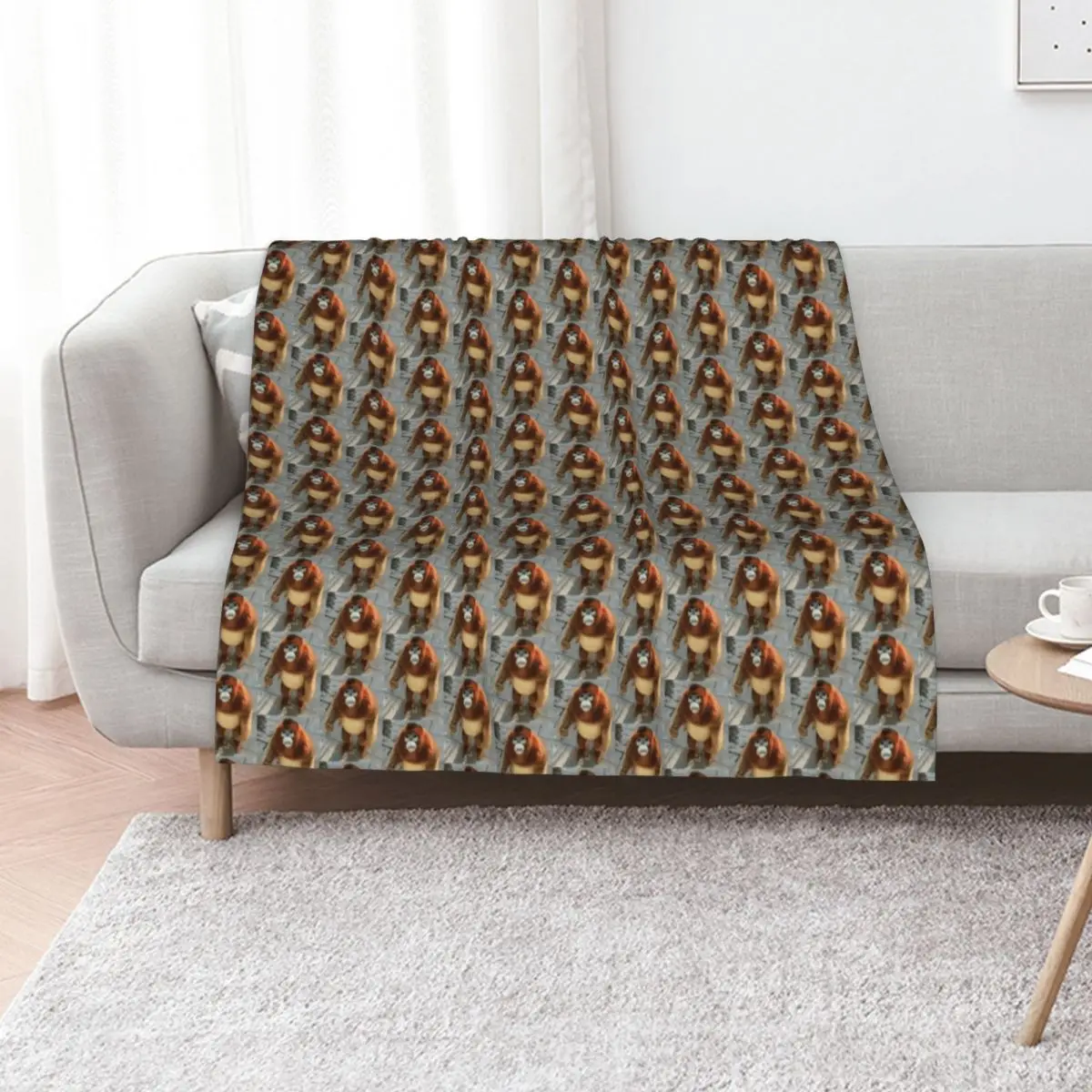 snub nosed monkey (orange) - monke t meme (sad) Throw Blanket Decorative Sofas Soft Plaid for sofa Polar Soft Flannel Blankets