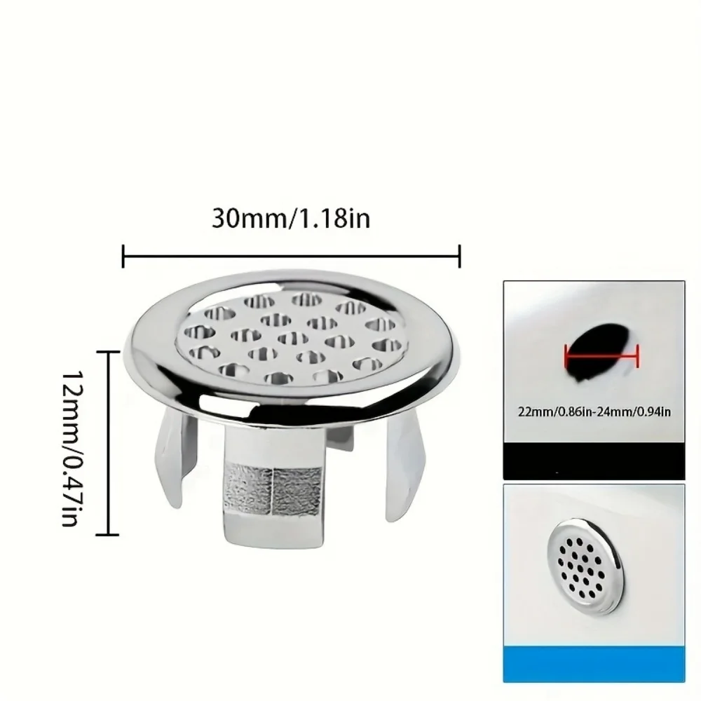 2-Pack Plastic Bathroom Sink Overflow Cover, Suitable for Kitchen and Bathroom Bathtub Drain Cover, Round Overflow Ring Plug