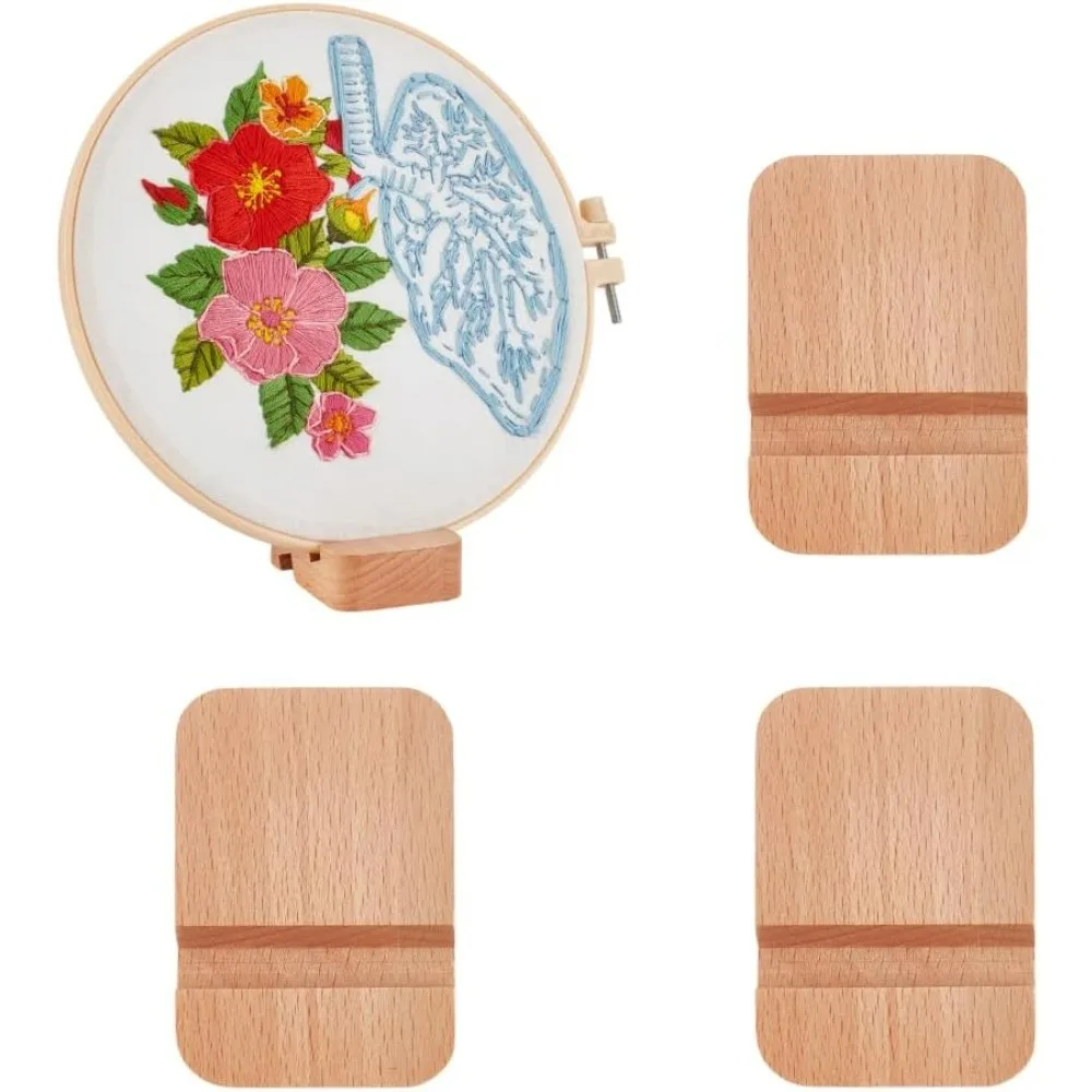 

4Pcs Embroidery Hoop Display Stand 2.8x2x0.8 Inch Rectangle Beech Wood Stand Embroidery Hoops Easels Embroidied Hoop