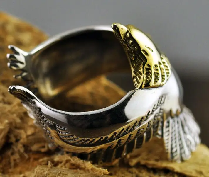 925 Silver Vintage Flying Eagle Rings Punk Man's Open Adjustable Retro S925 Thai Silver Ring for Man Charm Gift Jewelry