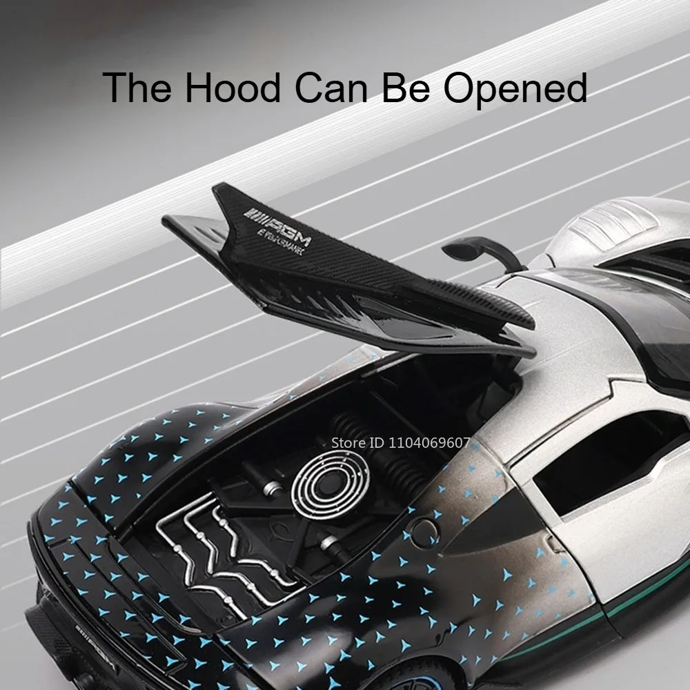 1:32 ONE V12 모델 장난감 스포츠카 합금 다이캐스트 사운드 라이트 도어 오픈 풀백 정교한 휠 허브 오피스 모델 장식품