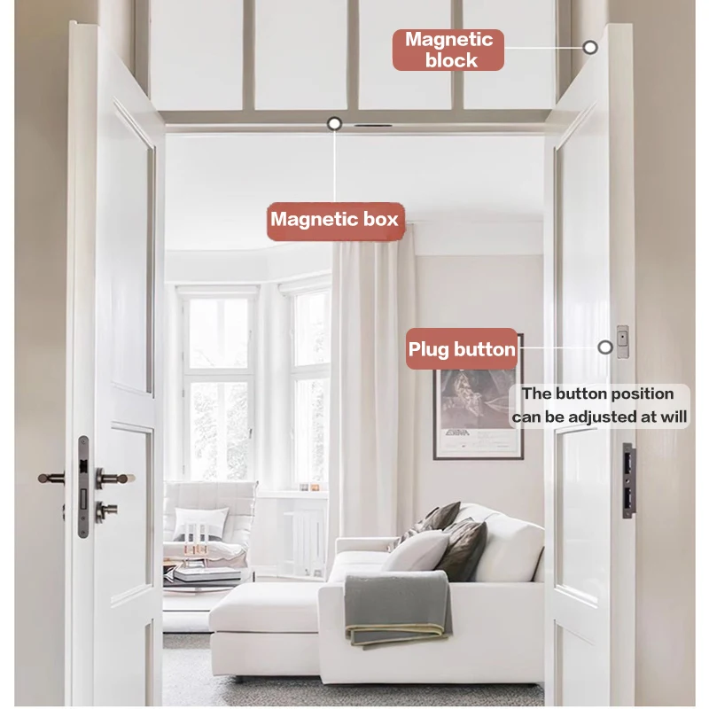 Imagem -04 - Trava Magnética Automática Invisível para Porta de Madeira Parafuso Escondido Hardware Avançado Escondido Mais Perto
