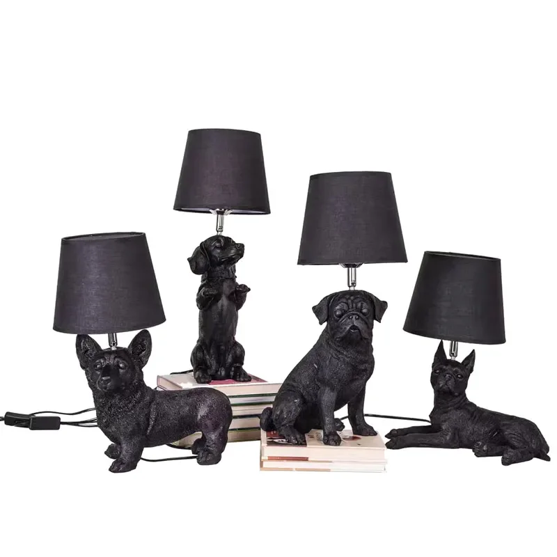 Imagem -02 - Nordic Animal Puppy Led Table Lamp para Crianças Art Deco Nightstand Mesa de Jantar Lâmpada de Mesa Cabeceira do Quarto 220v