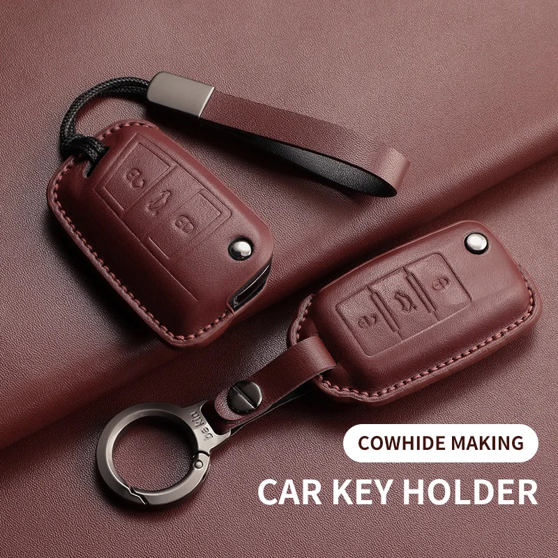 

Leather Car Key Case Cover Shell For VW Volkswagen Golf 7 MK7 Golf 4 5 6 MK6 Tiguan Passat B5 B6 B7 Jetta Lavida Keychain Cover