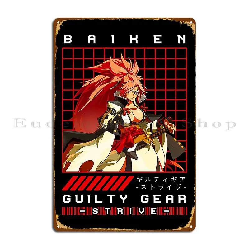 Guilty Gear Baiken Metal Sign Living Room Personalized Club Garage Custom Tin Sign Poster