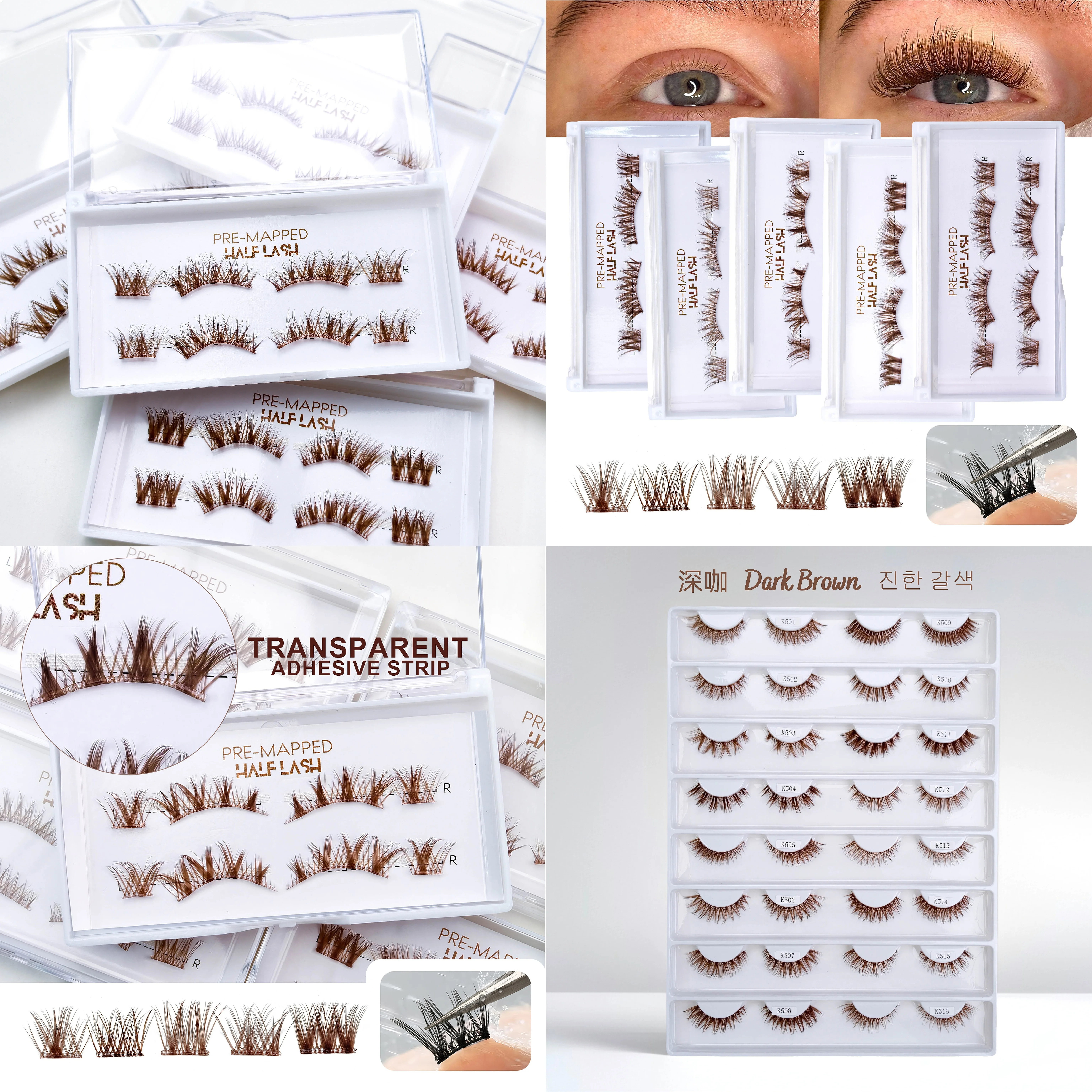 5D Cluster Lash Kit Wholesale Wispy Colored Synthetic Self-adhesive Cruelty-Free Handmade Glossy Individual Custom Eyelashes