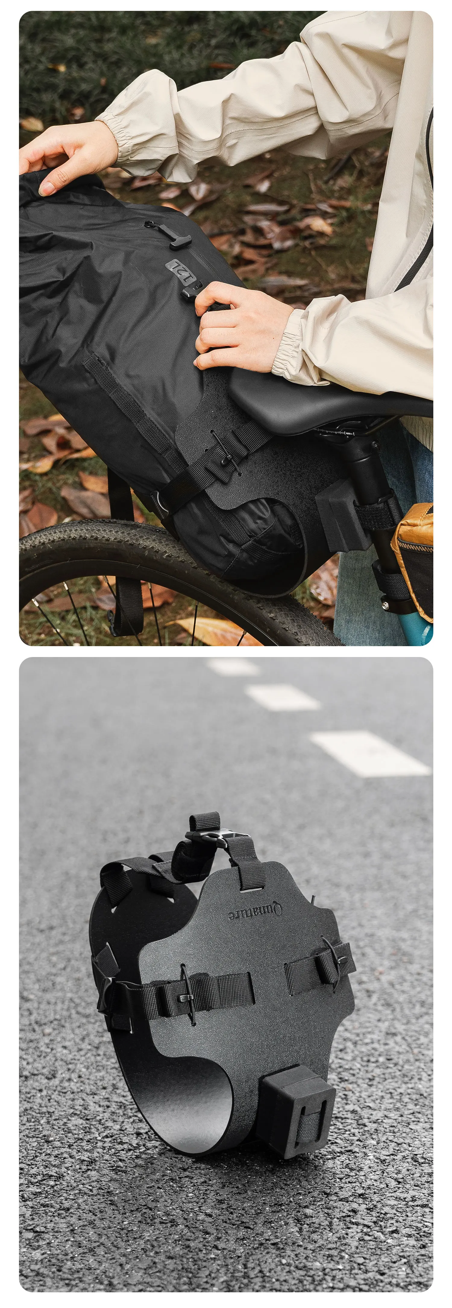 Qunature Bikepacking Packtaschen Wasserdichte Kompressionsbeutel für Rennrad und Mountainbike Leichte Faltbare Touring-Fahrradzubehör – Detail 31