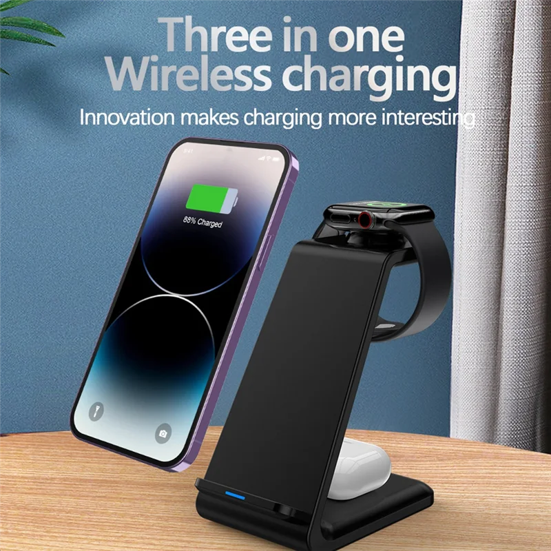 3 في 1 شاحن لاسلكي ساعة سماعة شاحن لاسلكي متعدد الوظائف شاحن لاسلكي مريح سهل التركيب وسهل الاستخدام