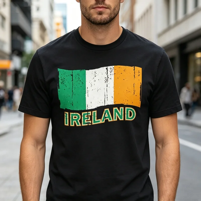 Vintage Irish Flag Tee Distressed Ireland Print Men Women Cotton Short Sleeve Trendy Streetwear Gift For Irish Culture Fans