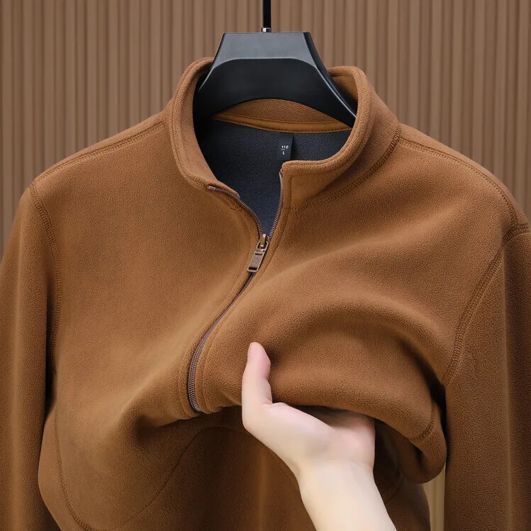 Thickened American Fleece Jacket Men's Autumn Winter Double-sided Fluffy Warm Cardigan Sweatshirt Standard Fit Youth Fashion