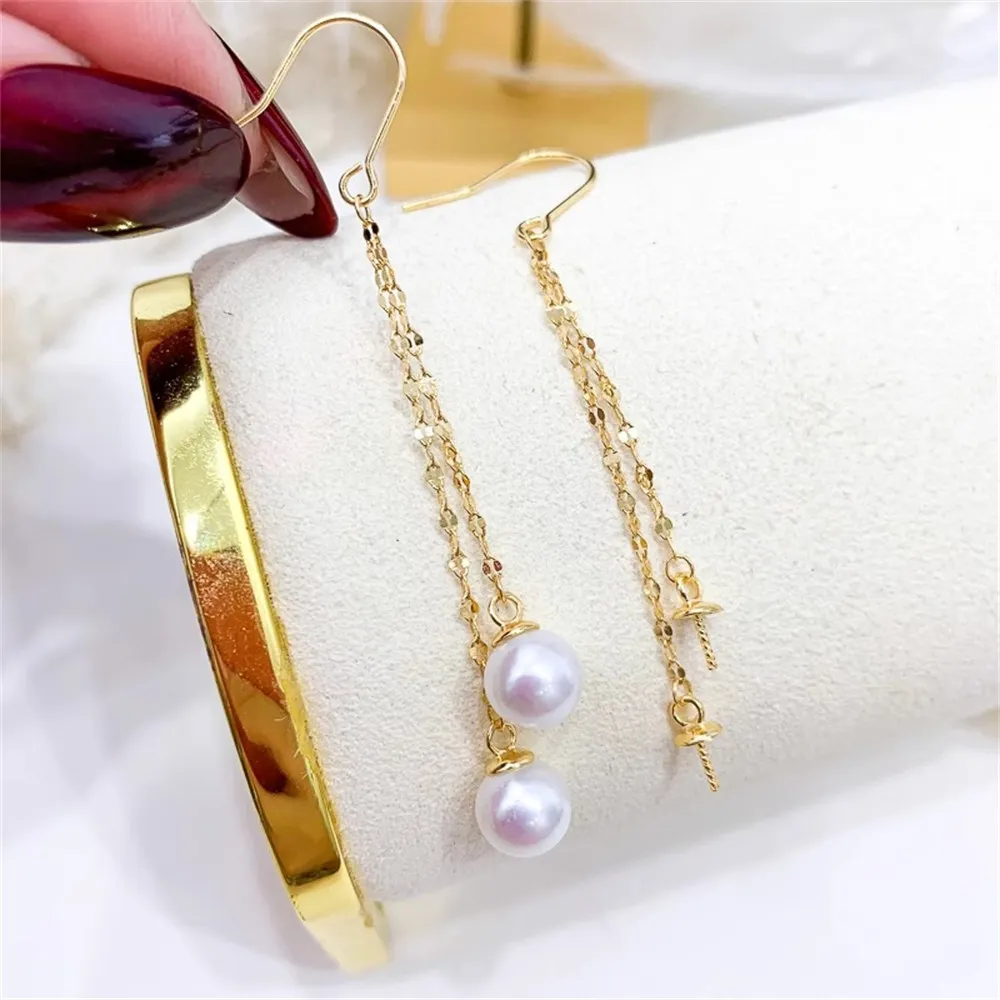 

DIY Pearl Accessories S925 Pure Silver Ear Stud Empty Holder Gold Silver Earrings for Women Fit 6-9mm Round Oval E273