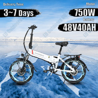 CT20 Electric Bike 750W Brushless Motor 48V40AH Dual Lithium Battery Folding E-bike 20*4.0 Inch Fat Tire Snow Electric Bicycle