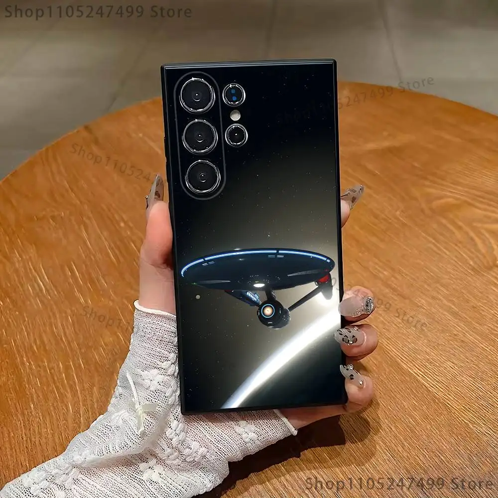 Funda de teléfono S-Star T-Trek Ships para Samsung S25,S24,S21,S22,S23,S30,Ultra,S20,Plus,Fe,Lite,Note,10 carcasa blanda negra