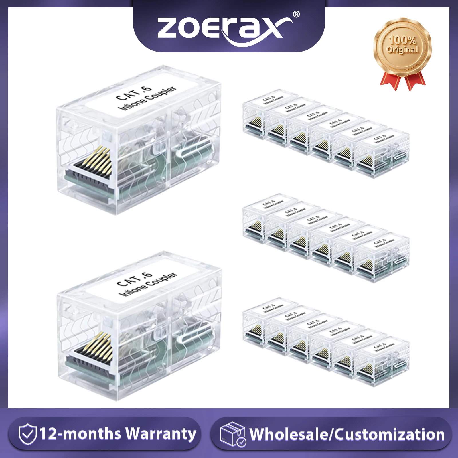ZoeRax Female to Female RJ45 Ethernet Coupler Adapter for Cat5E Cat6 Cat7 Network Cable Extender