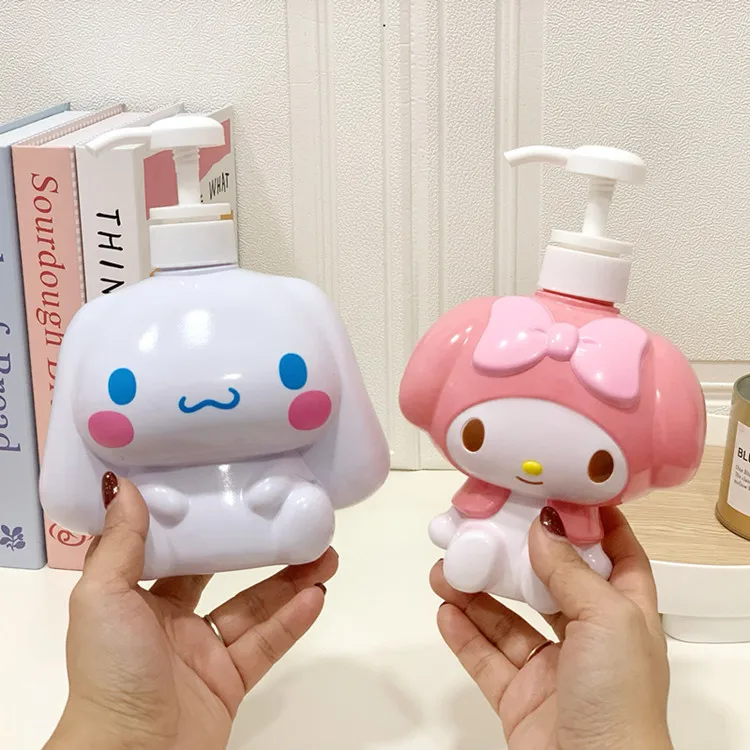 Kawaii Sanrio ขวดใส่เจลอาบน้ำ3D การ์ตูนอนิเมะขวดใส่โลชั่นของฉัน Cinnamoroll Kuromi ความจุขนาดใหญ่