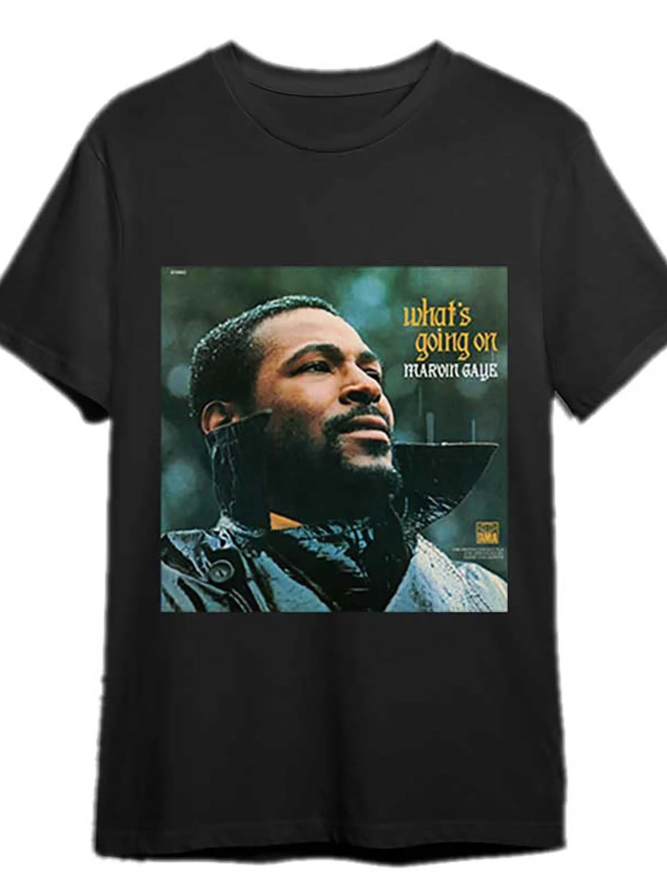 

Men s Marvin Gaye What s Going On Graphic T-Shirt - Casual Black Cotton Tee with Iconic Album Art Design Casual Wear Tee