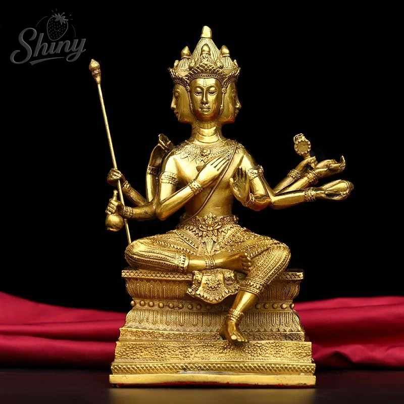 

Pure Copper Thailand Four-Sided Ornaments Great Brahma King Home Decorative Crafts Buddha Statue Desk Decoration