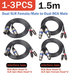 1.5m/4.9ft Dual XLR Male to Dual RCA Male Audio Signal Patch Adapter Cable for Speaker Amplifier Sound Console Guitar