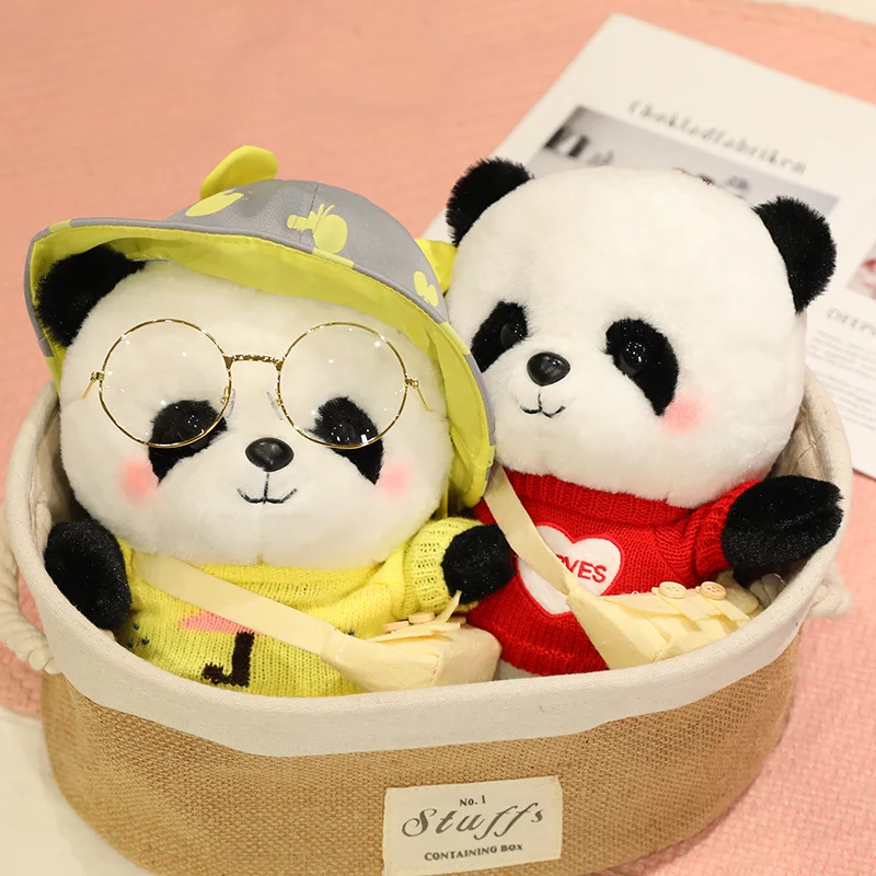 28cm Cute Soft Panda Lalafanfan Bear Cafe Girl Plush Toy Kawaii Lalafanfan Doll Wearing Glasses Wearing Clothes Toys Girls Gift