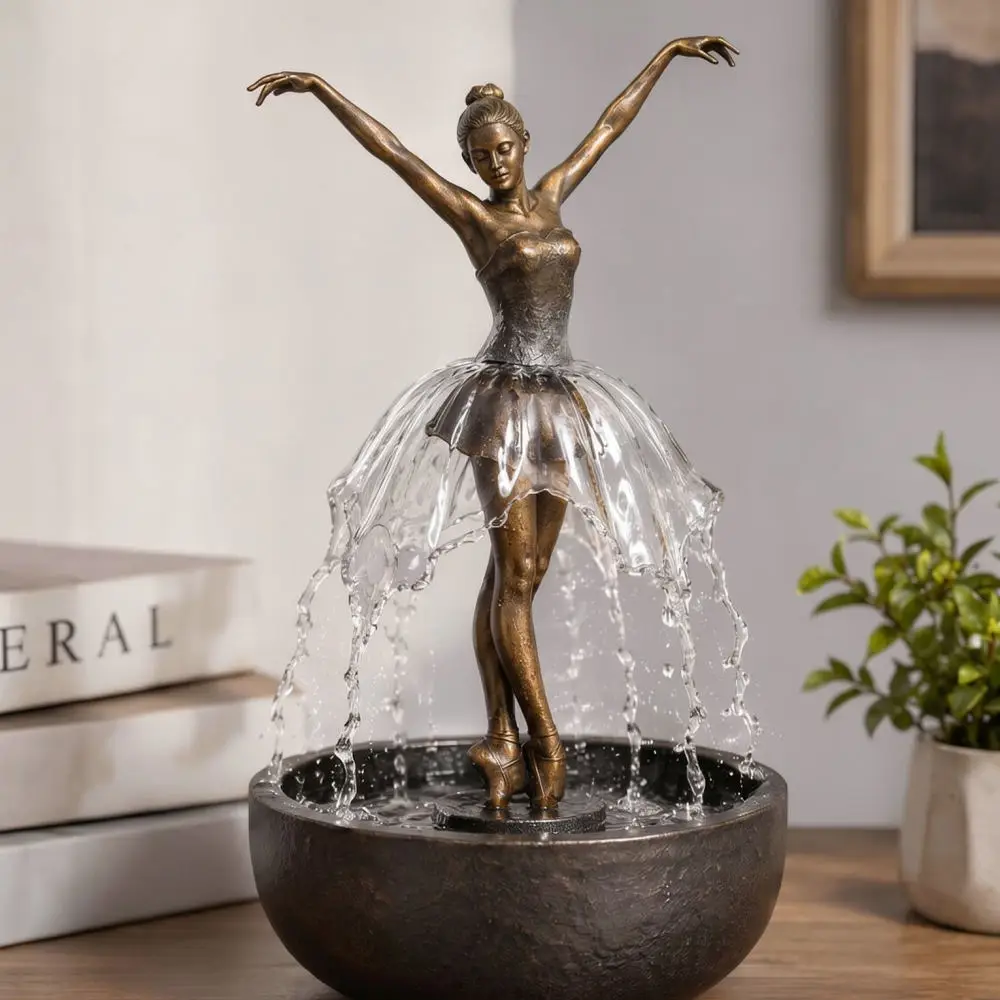 Elegant Ballerina Statue Water Fountain Zen Home Decor Desktop Ornament Aesthetic Waterfall For Living Room Bedroom